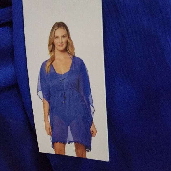 Ellen Tracy Women's Blue Loose Flowy Bathing Suit Cover Up Tunic wrap Size XL - Picture 13 of 15